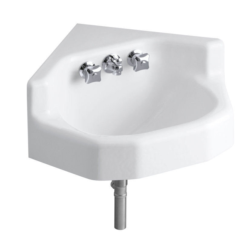 K27660 Kohler Marston Metal 23" Corner Bathroom Sink with Faucet and